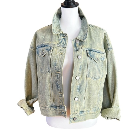 Madewell Denim Jacket Womens L Oversized Distressed Jean Jacket New - Picture 2 of 8